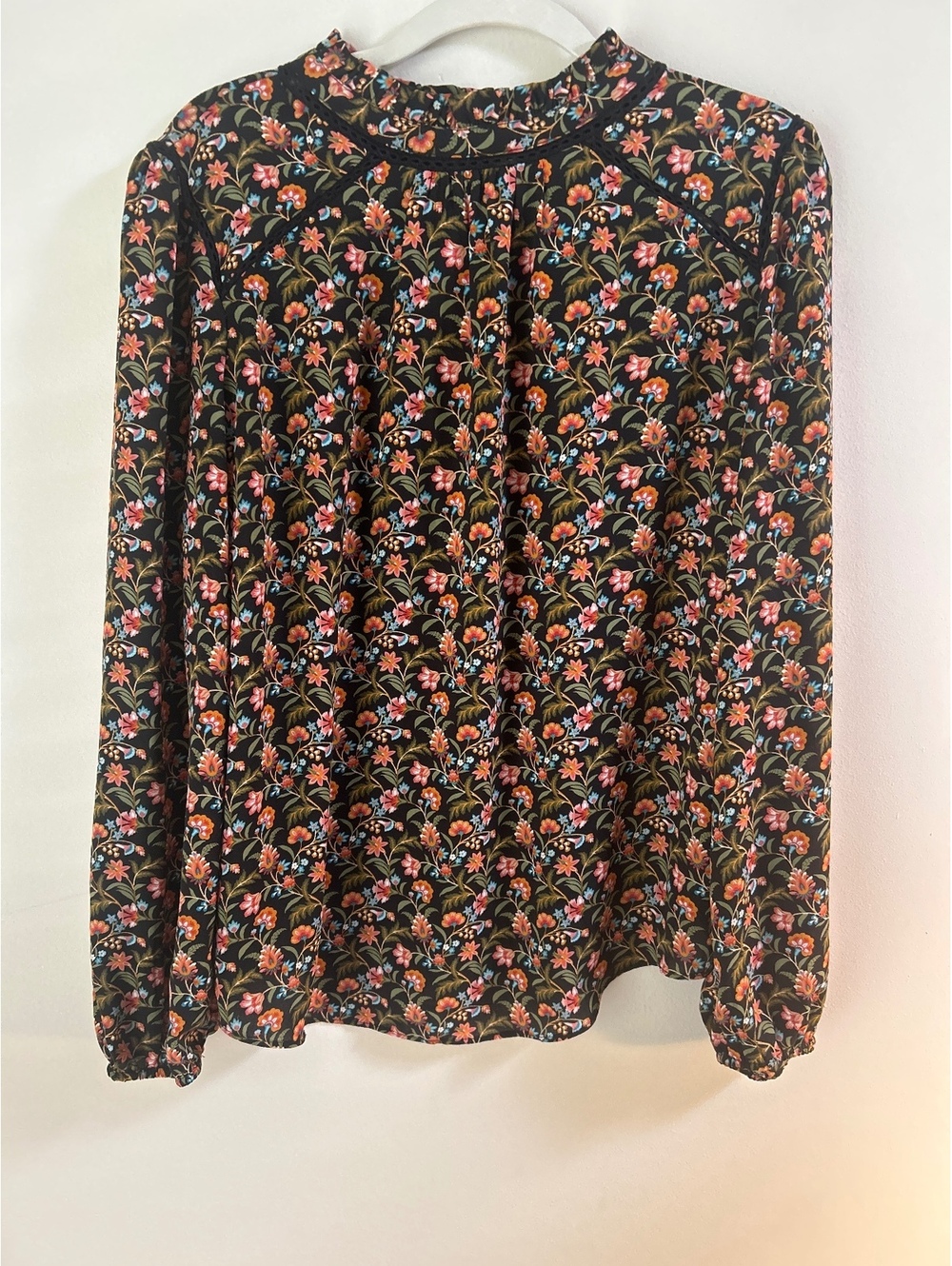 LOFT Boho Floral Print Long Sleeve Blouse Size M